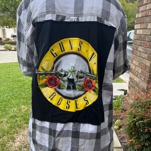 Guns N Roses upcycled Flannel Shirt unisex size Small